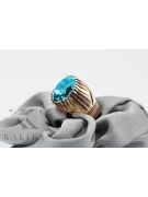 Ring  Aquamarine Sterling silver rose gold plated vrc048rp Russian Soviet Vintage style jewelry