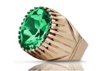 Sterling silver rose gold plated Emerald Ring vrc048rp Russian Soviet Vintage jewelry style