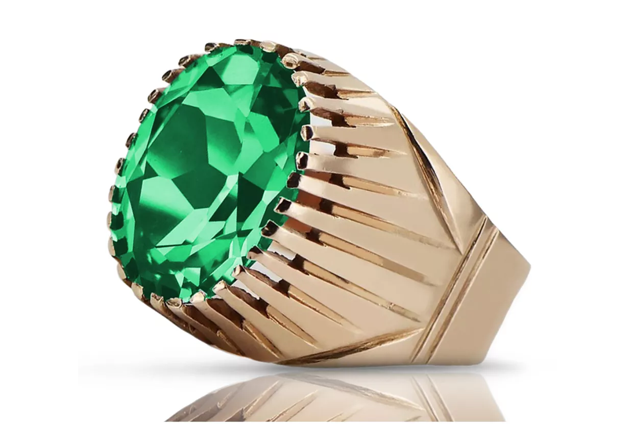 Sterling argent rose or plaqué Emerald Ring vrc048rp Russe Vintage style bijoux