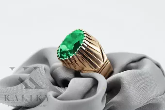 Sterling silver rose gold plated Emerald Ring vrc048rp Russian Soviet Vintage jewelry style
