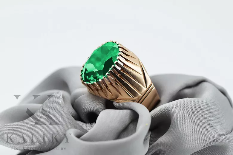 Сріблястий срібний рожевий золото тарілка Emerald Ring vrc048rp Російська Вінтажний стиль ювелірних виробів