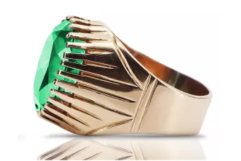 Sterling silver rose gold plated Emerald Ring vrc048rp Russian Soviet Vintage jewelry style