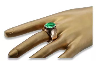 Sterling silver rose gold plated Emerald Ring vrc048rp Russian Soviet Vintage jewelry style