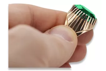 Sterling silver rose gold plated Emerald Ring vrc048rp Russian Soviet Vintage jewelry style