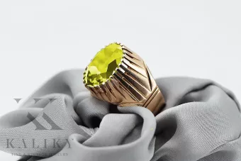 Yellow Peridot Sterling silver rose gold plated Ring vrc048rp Russian Soviet Vintage jewelry