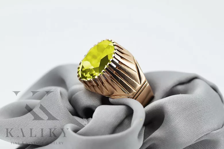 Жълт перидот Стерлинг сребро розово-златни пръстени