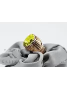 Yellow Peridot Sterling silver rose gold plated Ring vrc048rp Russian Soviet Vintage jewelry