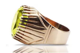 Peridote amarillo Plata de ley de oro rosa plateado anillo vrc048rp Soviet ruso Joyería vintage