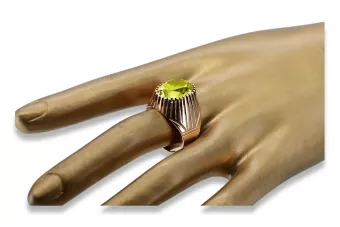 Yellow Peridot Sterling silver rose gold plated Ring vrc048rp Russian Soviet Vintage jewelry