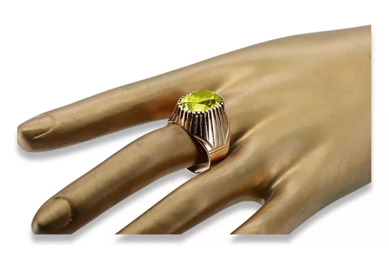 Жълт перидот Стерлинг сребро розово-златни пръстени