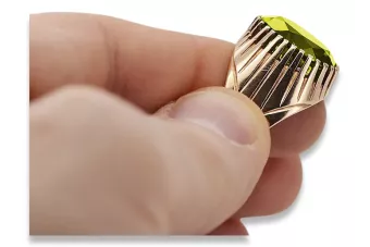 Peridote amarillo Plata de ley de oro rosa plateado anillo vrc048rp Soviet ruso Joyería vintage