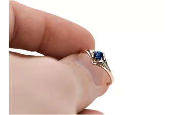 Vintage žiedas unikalus safiras originalus 14k rožinio aukso vynas vrc351r