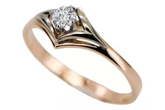 Винтаж украшения Кольцо Циркон Оригинальное винтажное розовое золото 14 карат vrc351r