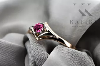 Oro rosa antiguo original de 14k Rubí Anillo Vintage vrc351r