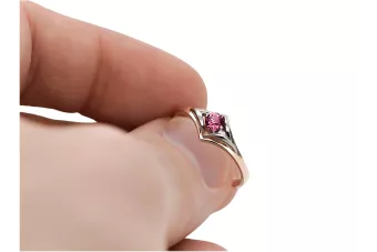 Oro rosa antiguo original de 14k Rubí Anillo Vintage vrc351r