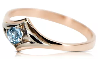 Oro rosa antiguo original de 14k Aguamarina Anillo Estilo vintage vrc351r