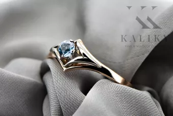 Vintage Handwerk Ring Aquamarin Originales Vintage-Roségold aus 14 Karat vrc351r