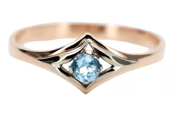 Vintage Handwerk Ring Aquamarin Originales Vintage-Roségold aus 14 Karat vrc351r