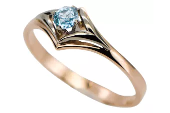 Aquamarine Original Vintage 14K Rose Gold Ring Vintage vrc351r