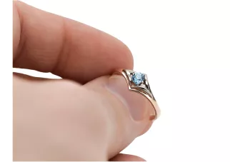 Oro rosa antiguo original de 14k Aguamarina Anillo Estilo vintage vrc351r