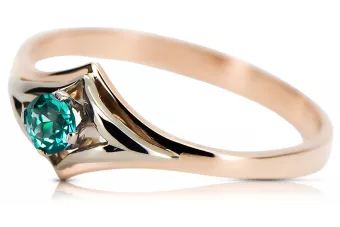 Пръстен Винтидж бижута Смарагд Оригинално ретро 14k розово злато vrc351r