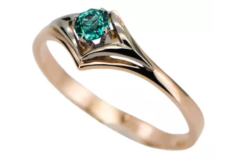 Пръстен Винтидж бижута Смарагд Оригинално ретро 14k розово злато vrc351r