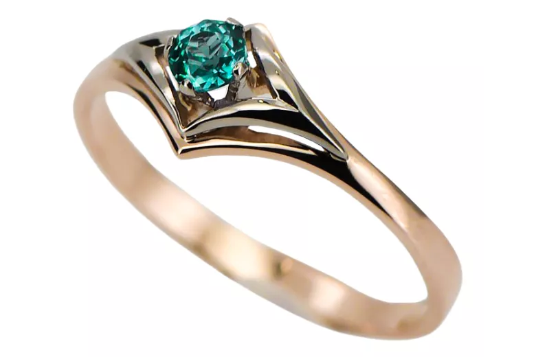 Vintage craft Ring Emerald Original Vintage 14K Rose Gold vrc351r