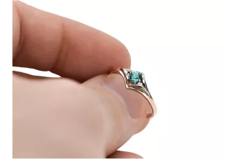 Esmeralda Oro rosa antiguo original de 14k Anillo Artesanía vintage vrc351r