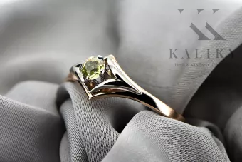 Vintage žiedas Geltonas peridotas originalus 14k rožinio aukso vRC351r vintage