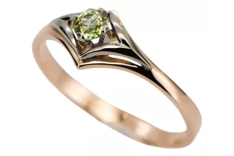 Vintage žiedas Geltonas peridotas originalus 14k rožinio aukso vRC351r vintage