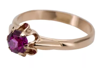 Artesanía vintage Anillo Rubí Oro rosa antiguo original de 14k vrc094r