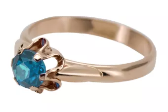 Оригінальне вінтажне рожеве золото 14 карат Аквамарин Каблучка Вінтаж прикраси vrc094r