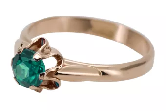 Оригинално ретро 14k розово злато Смарагд Пръстен Винтидж vrc094r