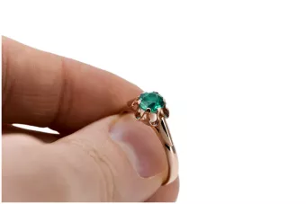 Vintage Handwerk Ring Smaragd Originales Vintage-Roségold aus 14 Karat vrc094r
