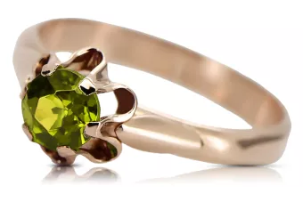 Vintage Schmuck Ring Gelber Peridot Originales Vintage-Roségold aus 14 Karat vrc094r