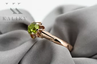 Vintage Schmuck Ring Gelber Peridot Originales Vintage-Roségold aus 14 Karat vrc094r