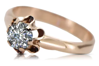 Anneau Zircon Or rose 14 carats vintage d'origine Vintage vrc094r