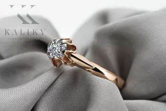 Циркон Оригинальное винтажное розовое золото 14 карат Кольцо Винтаж стиль vrc094r