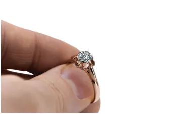 Пръстен Циркон Оригинално ретро 14k розово злато Винтидж бижута vrc094r