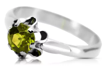 Ring Yellow Peridot Sterling silver 925 Vintage craft vrc094s