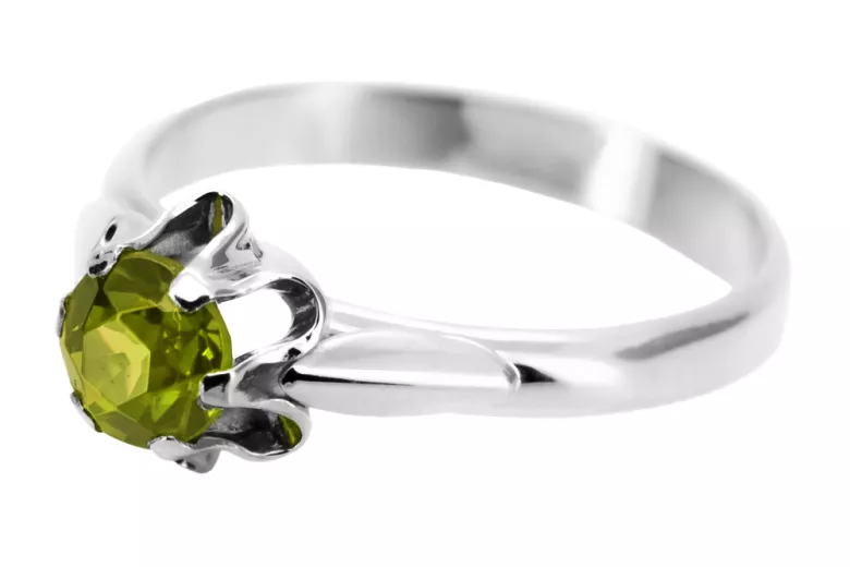Ring Yellow Peridot Sterling silver 925 Vintage craft vrc094s