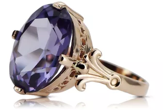 Style vintage Anneau Alexandrite Or rose 14 carats vintage d'origine vrc369r