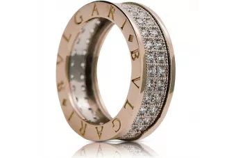 Amarillo 14k 585 oro rosa BvIgari zircon señora anillo crc006rw