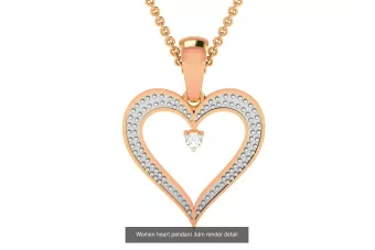 Rosa rosa 14k oro hermoso diamante corazón colgante cgcpc038rw