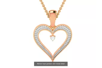 Rose pink 14k gold beautiful diamond heart pendant cgcpd038rw