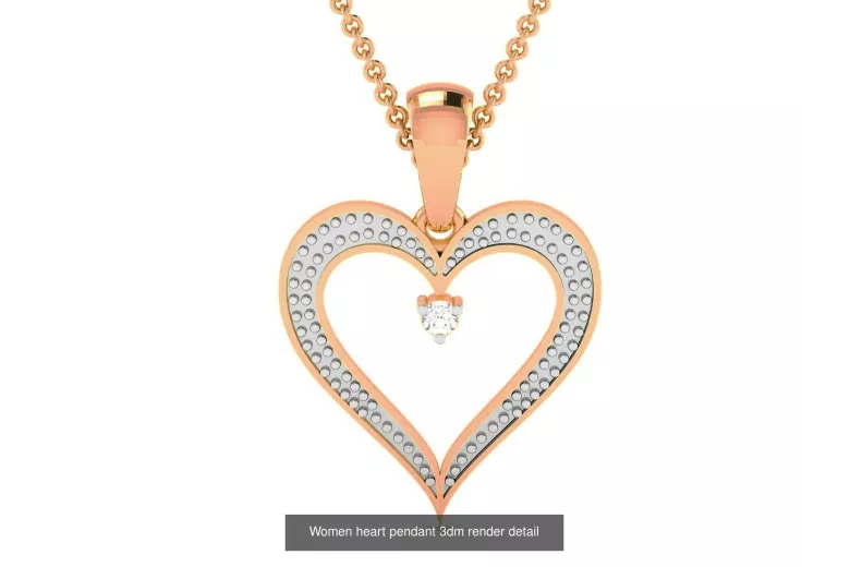 Rose pink 14k gold beautiful diamond heart pendant cgcpc038rw