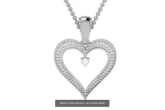 White 14k gold beautiful diamond heart pendant cgcpc038w