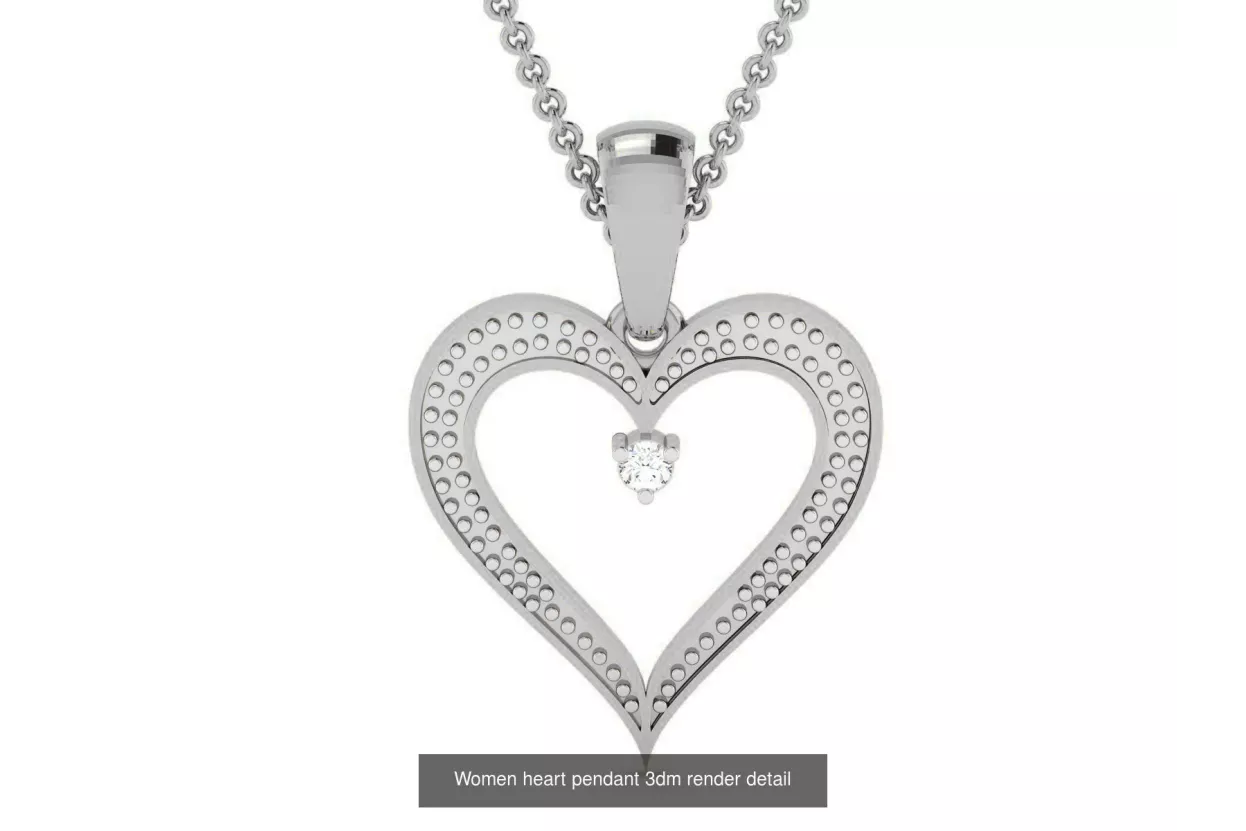 White 14k gold beautiful diamond heart pendant cgcpd038w