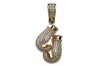 Man's 14k solid yellow gold boxing gloves with zircones pendant cgcpc043y