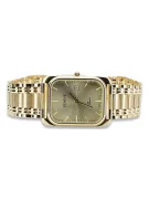 14k Gold Rectangular Men's Watch, Italian Quartz